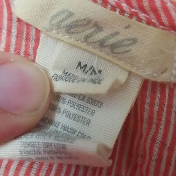 Aerie Red & White Striped Button Up Sheer Cami Sz M - Picture 8 of 8